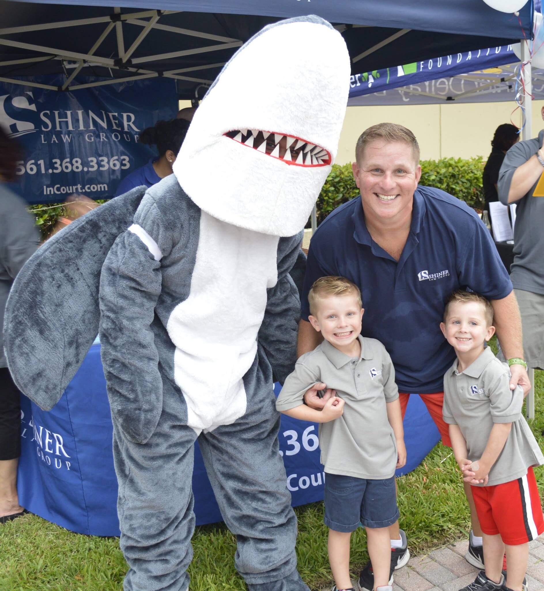 David Shiner with his kids in the community
